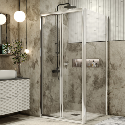 Душевой уголок Grossman Alba GR-8080Al2 80х80 стекло прозрачное профиль хром без поддона - фото 4